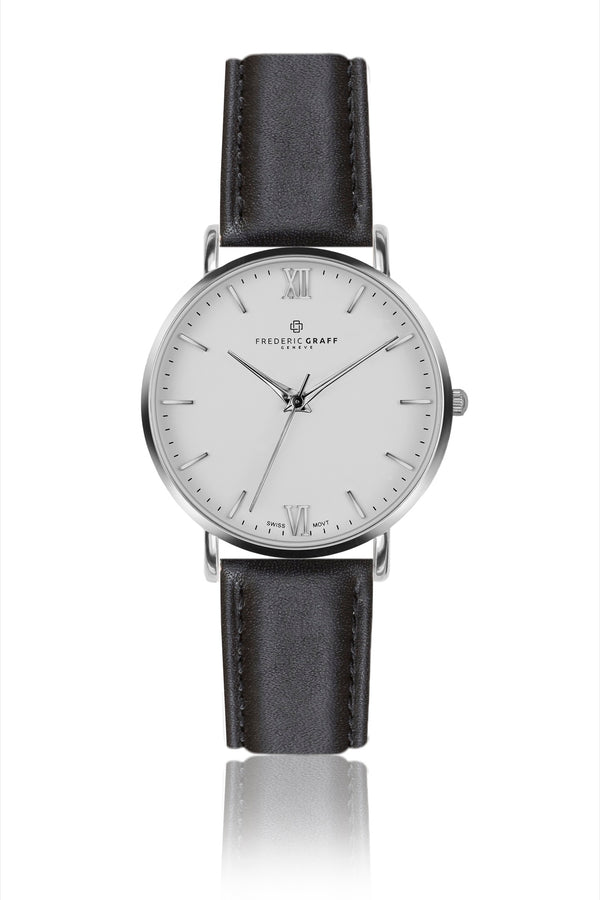 Silver Dent Blanche Black Leather